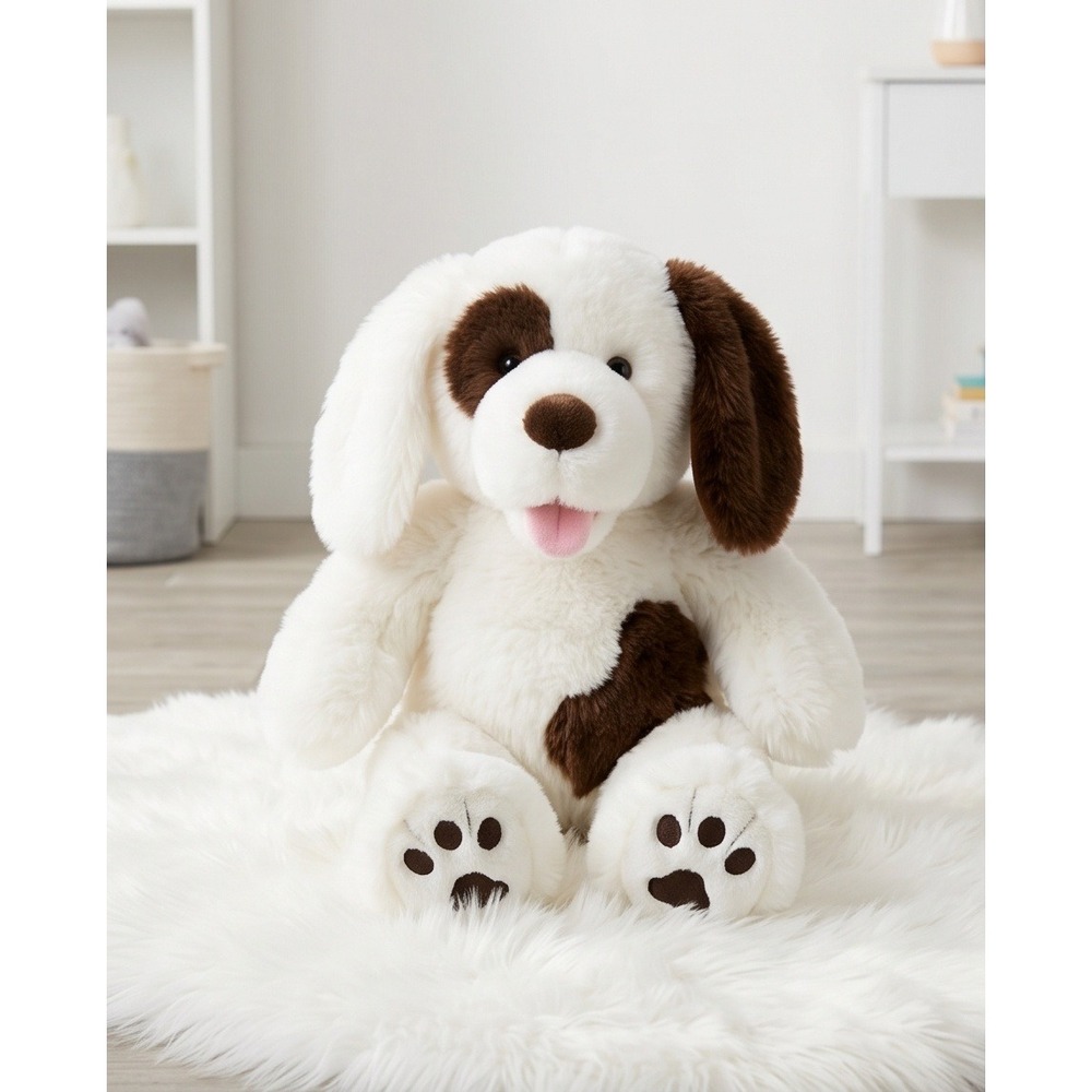 Build A Bear Workshop Brown White Spotted Puppy Dog 16 Inch Plush Stuffed Animal